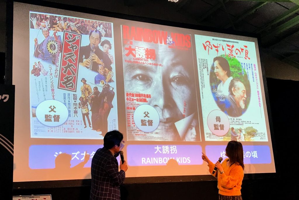 映画登スターと解説する男女