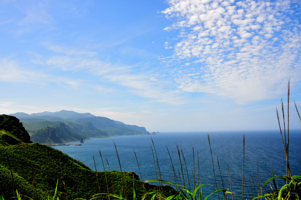 白い鱗雲と青い海