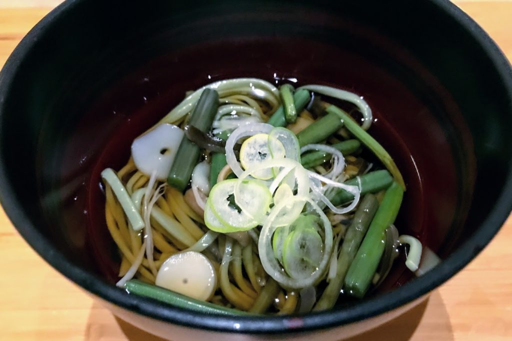 銀山温泉の藤屋の夕食の蕎麦